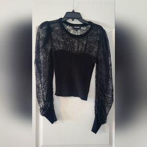 Black Lace and Sweater Top